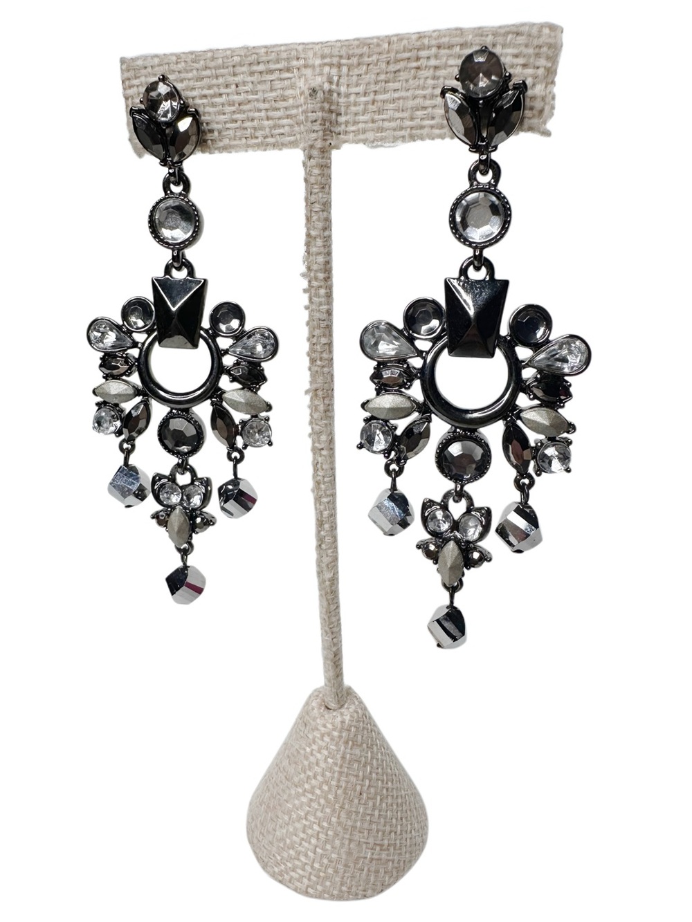 Gunmetal Crystal Drop Earrings - Women Jewelry